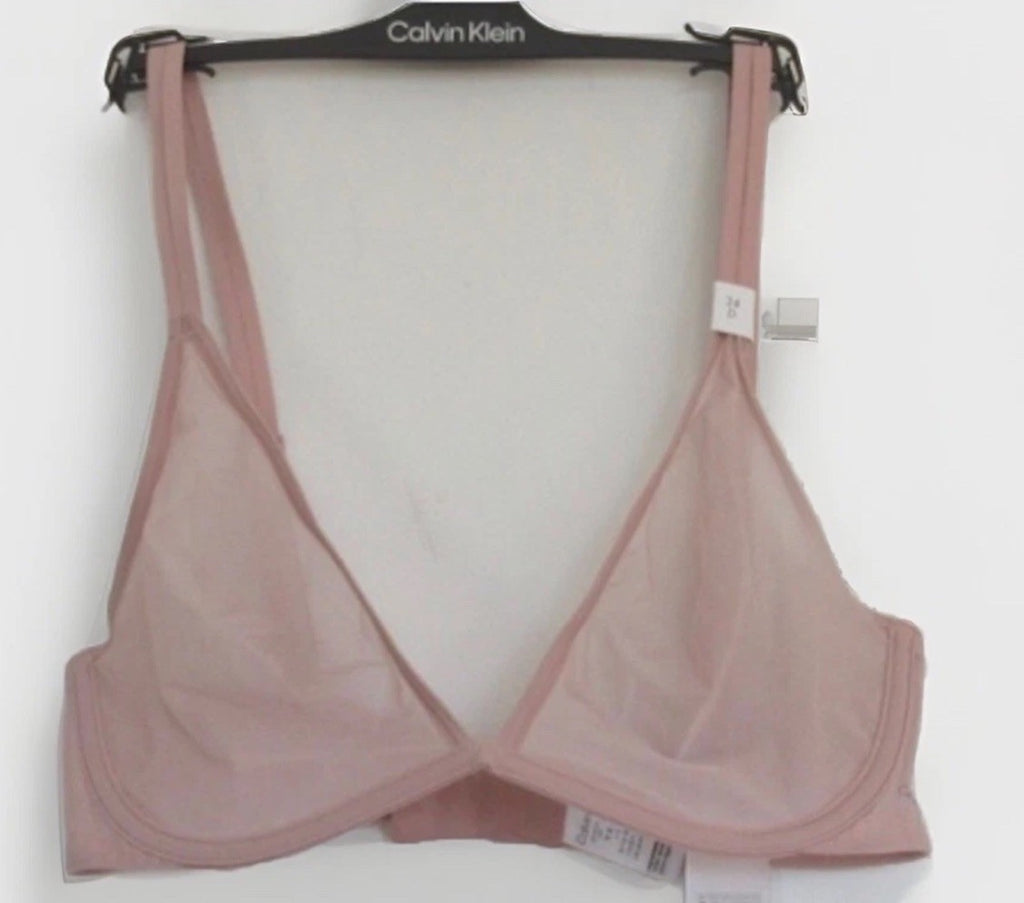 Calvin Klein Women's Sheer Marquisette Unlined Plunge Bra Beige 38D