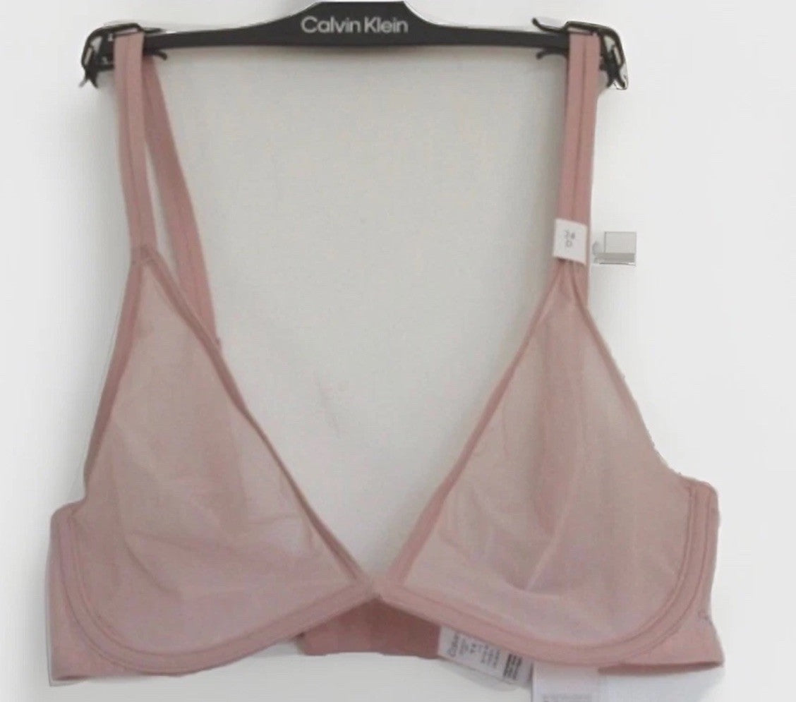 Calvin Klein Women's Sheer Marquisette Unlined Plunge Bra Beige 38D