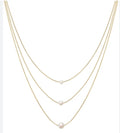 And Now This White Simulated Imitation Pearl Triple Layer Necklace Gold Tone