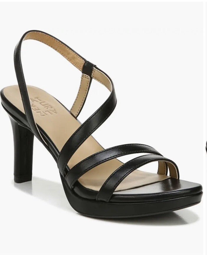 Naturalizer Womens Brenta  Slip On Platforms Strappy Sandals Shoes black 8M