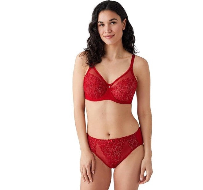 WACOAL 38D #855186 RETRO CHIC FULL FIGURE UNDERWIRE BRA, RED Cherry