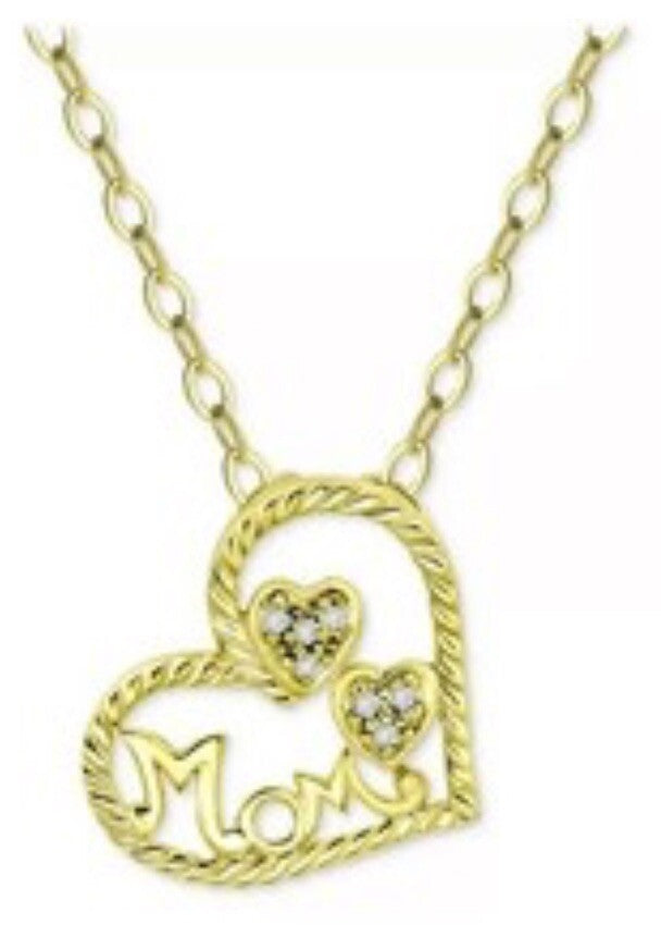 Giani Bernini Cubic Zirconia Mom Heart Pendant Necklace, 16" + 2" extender