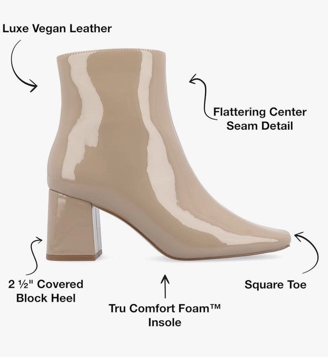 Journee Collection Women's Haylinn Block Heel Dress Booties Taupe Pu 9