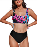 Cupshe Women's Leaf Drawstring High Waisted Bikini Sets Swimsuit M