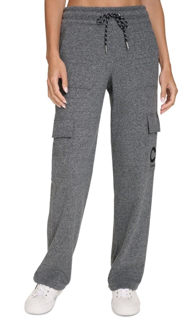 Calvin Klein Women's Active Embroidered-Logo Cargo Pants - Black Heather M