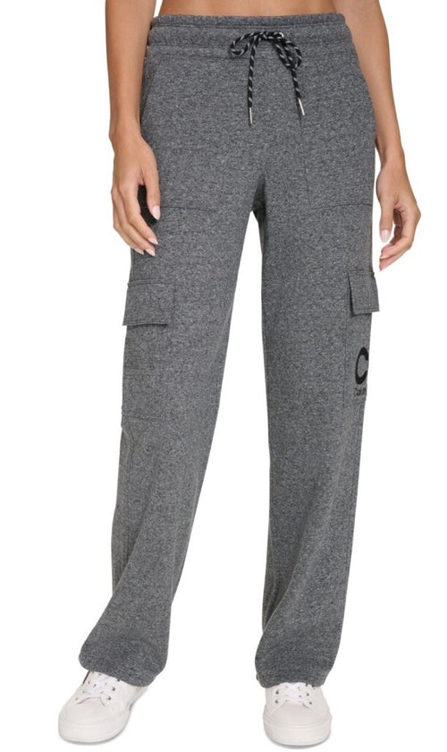 Calvin Klein Women's Active Embroidered-Logo Cargo Pants - Black Heather M