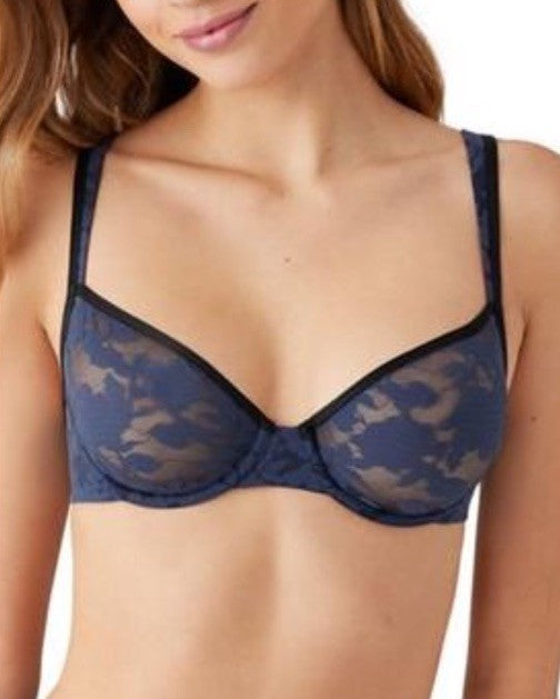 B. Tempt'd by Wacoal L83903 Navy Floral Lace Shadow Scene Underwire Bra Size 34D