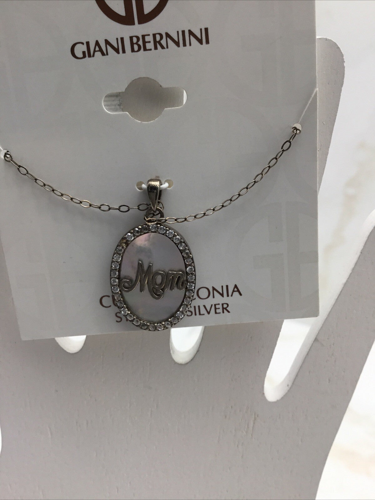 Giani Bernini Cubic Zirconia & Mother of Pearl Oval "Mom" Halo