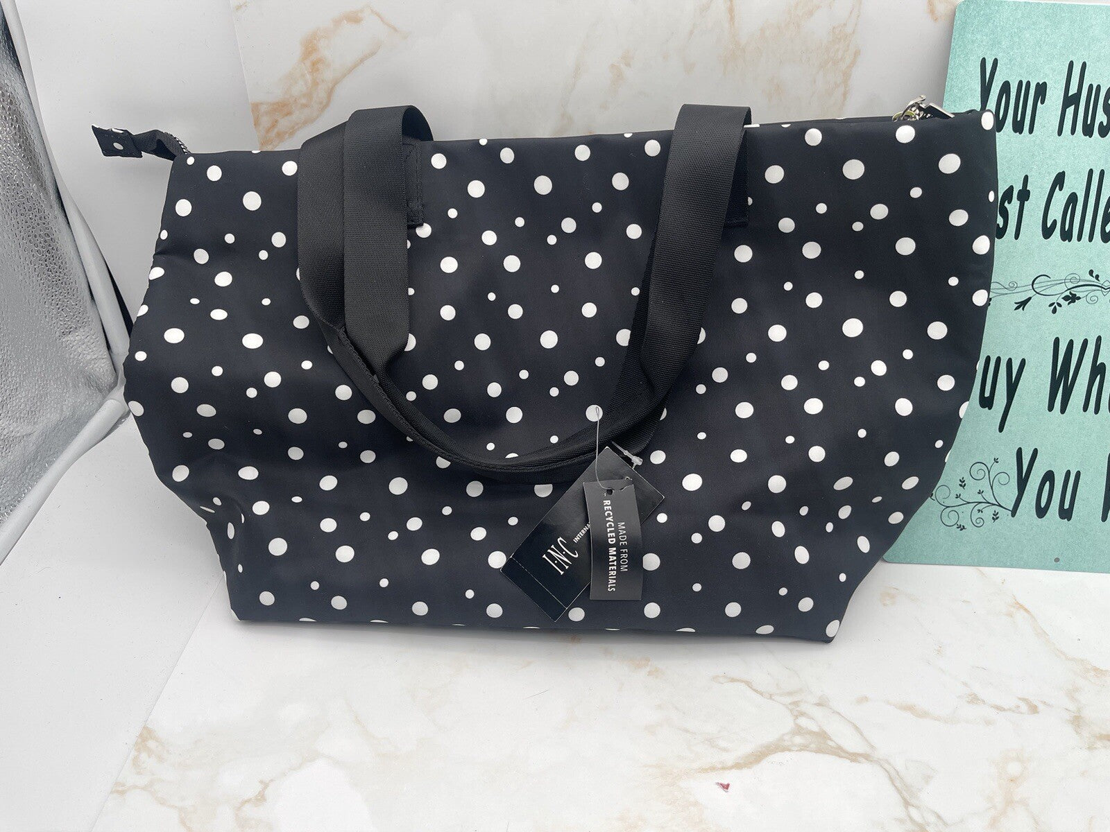 inc international concepts Tote Black Dots One Size 