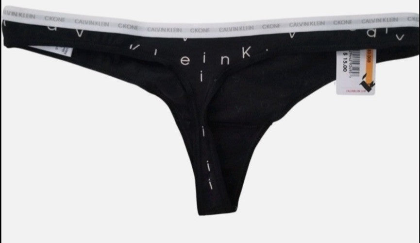 Calvin Klein CK One Cotton Singles Thong Underwear QD3783 Black L