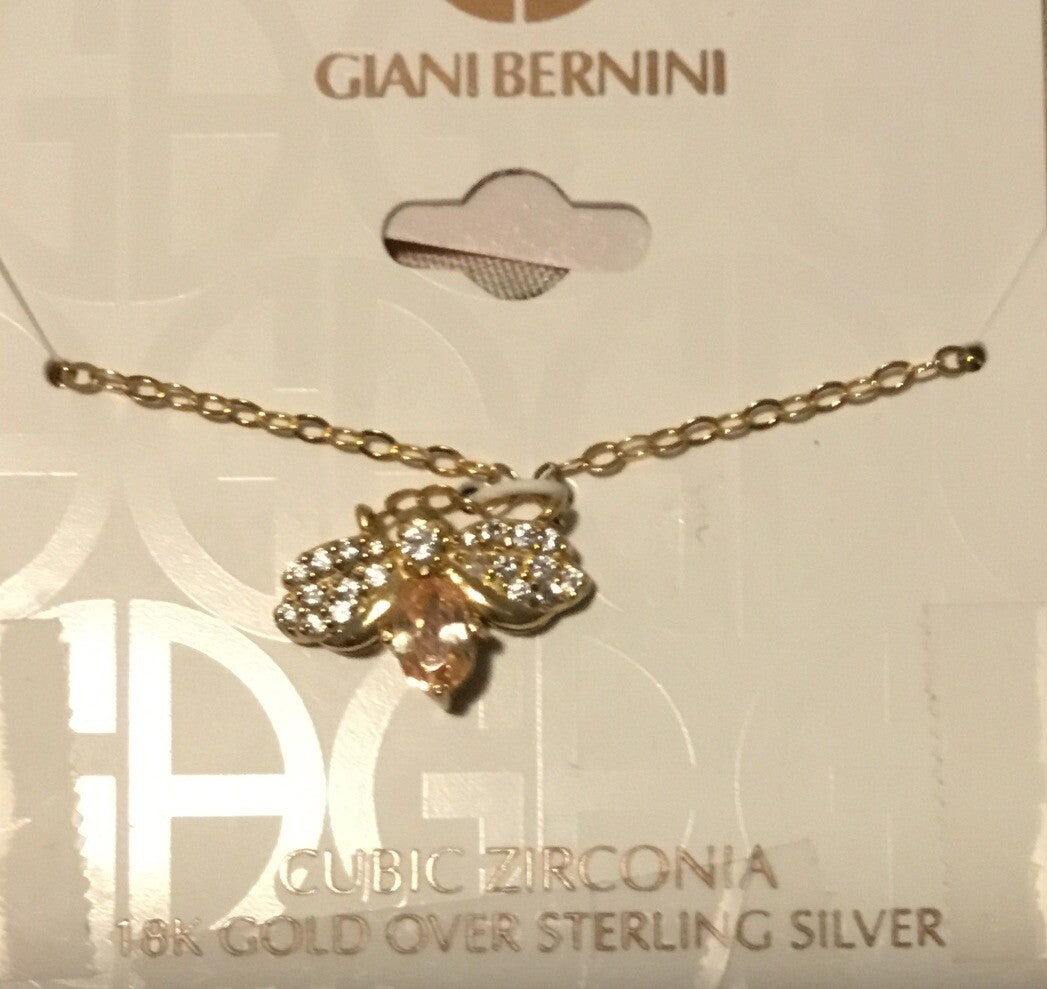 Giani Bernini Cubic Zirconia Bee Pendant Necklace in 18k Gold-Plated Sterling