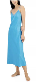 I.N.C. International Concepts Women's Lace-Trim Satin Nightgown - Cyan B Size S
