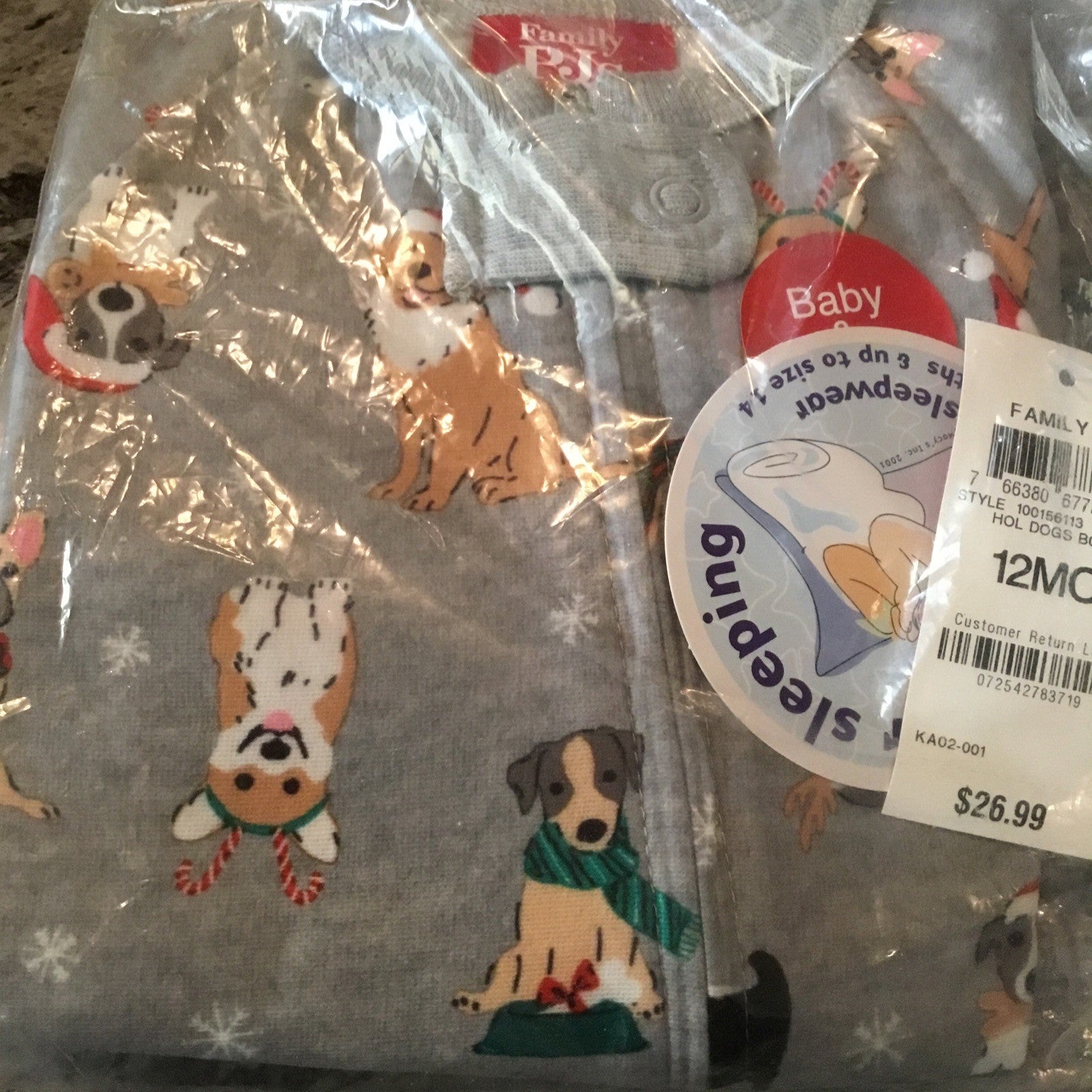 Family Pajamas Matching Baby Holiday Dogs & Cats Footie One-Piece 12months