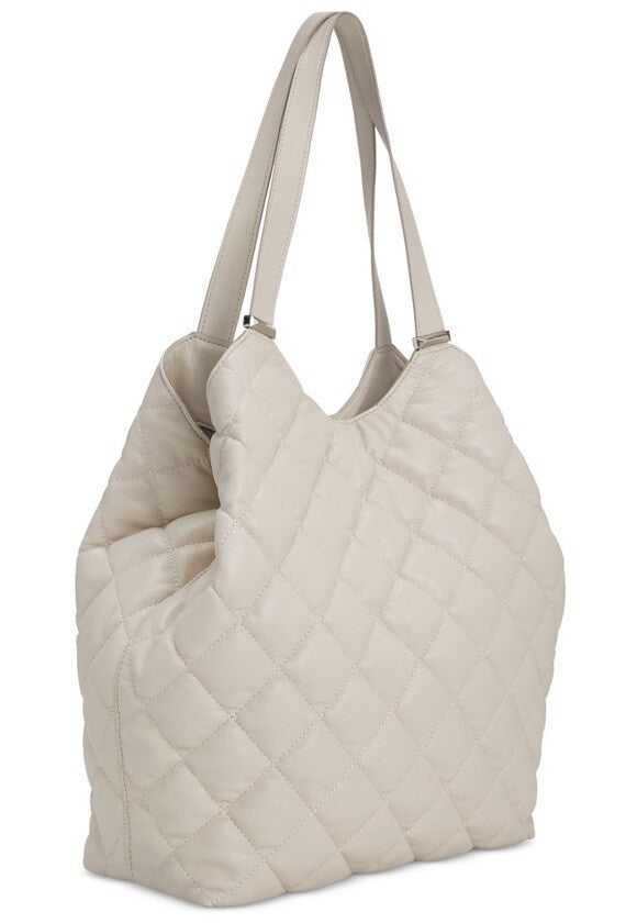 INC Andria quilted faux-leather women's XL tote bag - Bone/ White