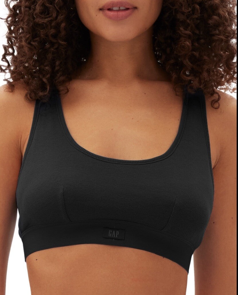 Gap GapBody Women's Ribbed Logo Comfort Racerback Bra True Black Large