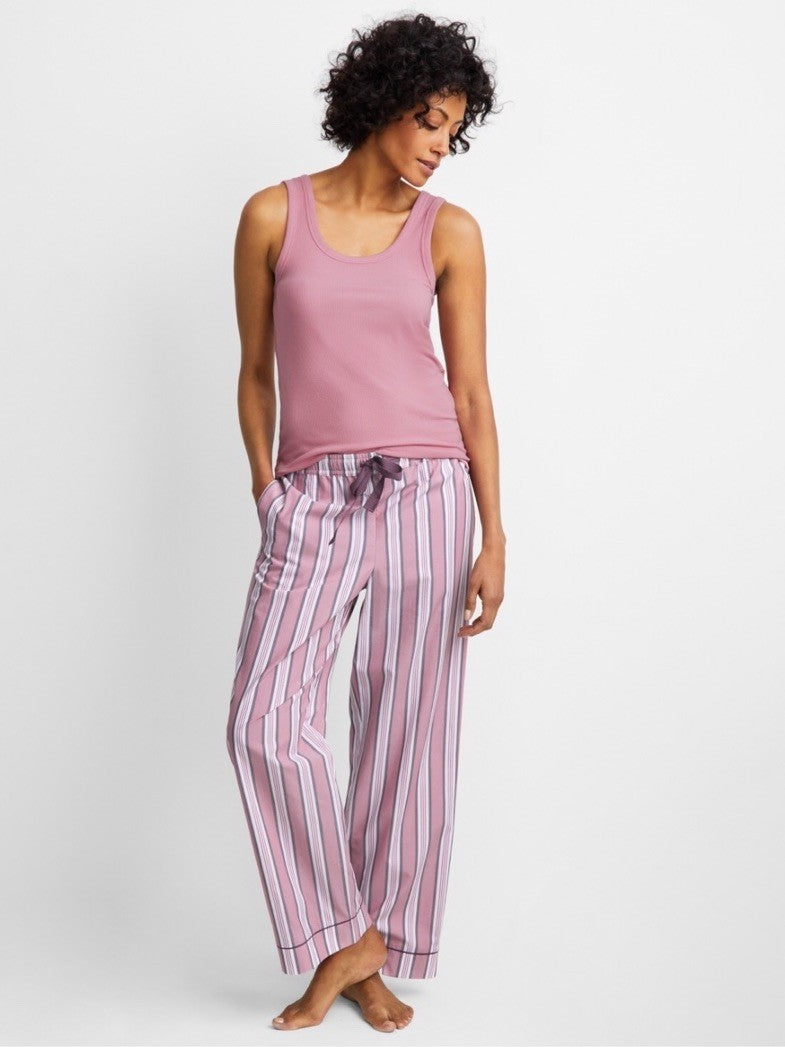 State of Day Women's Printed Poplin Pajama Pants- Mauve Orchid-XXL