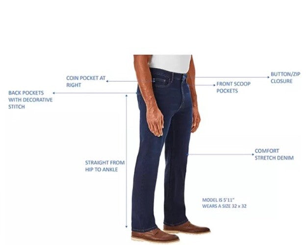 Member's Mark Men's Straight Fit Premium Stretch Denim Jeans, 5 Pocket