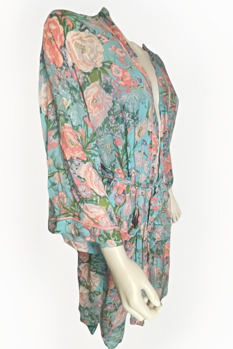 Sanctuary Women's Floral 3/4-Sleeve Wrap Robe Size XS