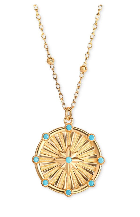 Giani Bernini Blue Cubic Zirconia Starburst Pendant Necklace in 18k Gold Plated