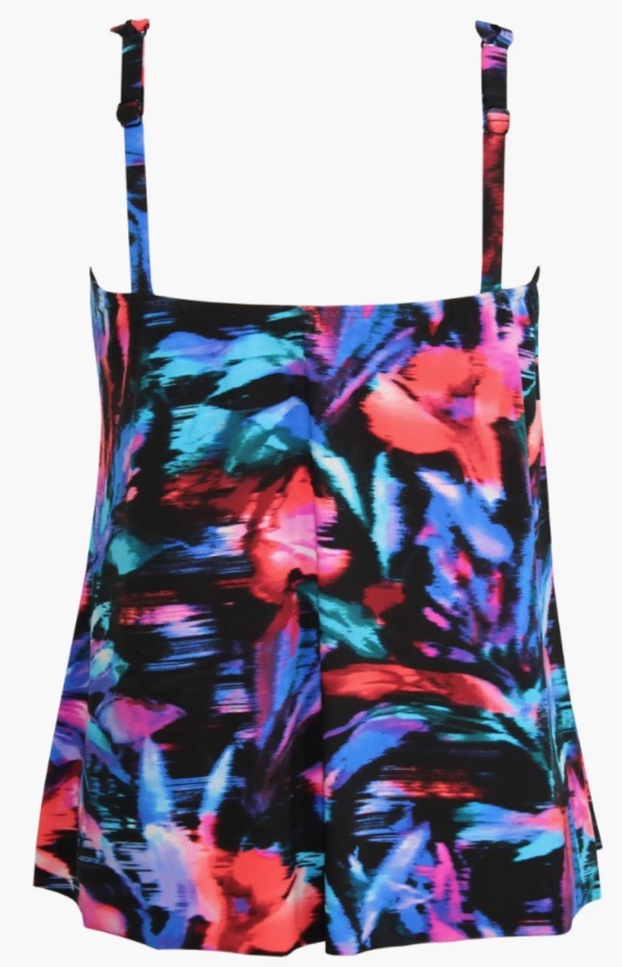 MIRACLESUIT Mirage Underwire TANKINI TOP Size 8 Fuego Flora Black Multi