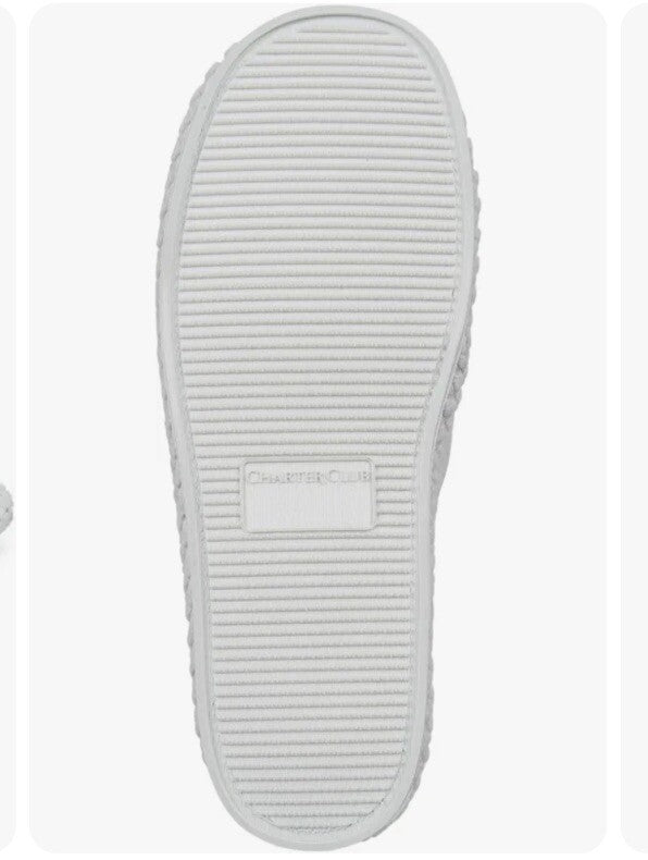 Charter Club Women's Textured Knot-Top Slippers Gray Color S 5-6