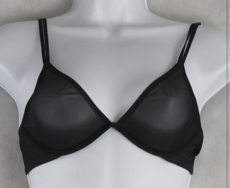 Calvin Klein Women's Sheer Marquisette Unlined Plunge Bra Black 34D
