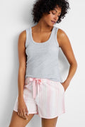 State of Day Women's Striped Poplin Boxer Sleep Shorts XX-Large Pink