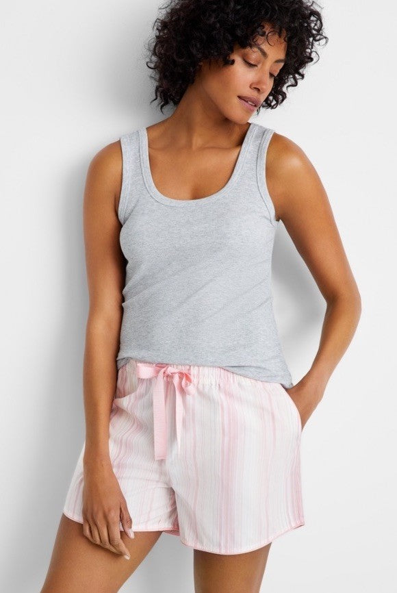 State of Day Women's Striped Poplin Boxer Sleep Shorts XX-Large Pink