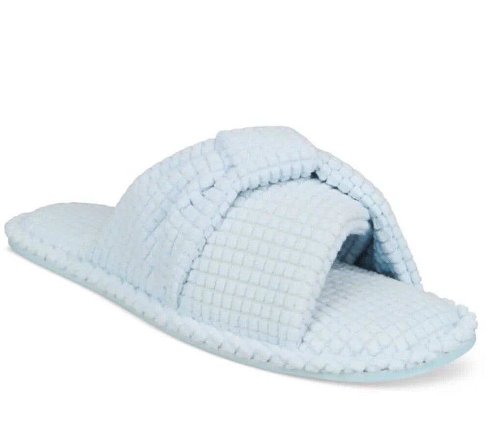 Charter Club Women's Textured Knot-Top Slippers Blue S 5-6