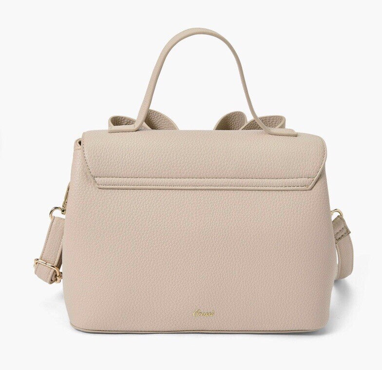 Like Dreams Eva Double Bow Vegan Satchel Crossbody Bag Beige 