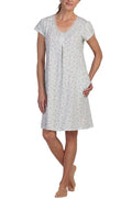 Miss Elaine Women's Floral Lace-Trim Nightgown Spring Mint XL