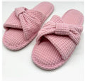 CHARTER CLUB terry bow open toe womens slide slippers Memory Foam XL 11-12 Pink