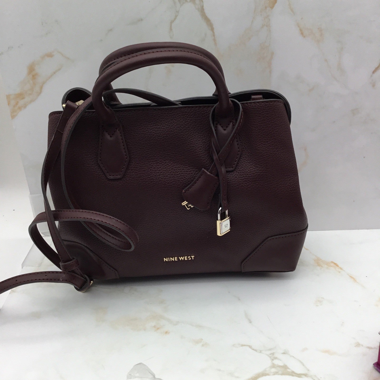 Nine West Black Brooklyn Jet Set Satchel Tote  8.5"H × 10.5"W × 4"D
