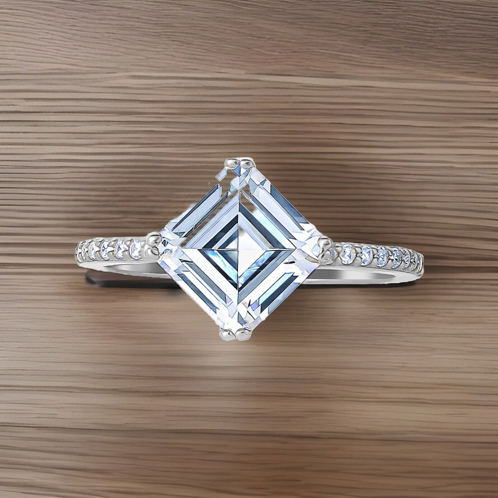 Giani Bernini Cubic Zirconia Asscher Cut Solitaire Ring Sterling Silver 