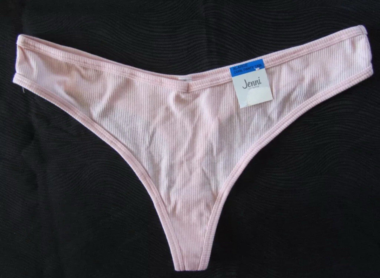 Jenni Women's Ribbed Knit Thong Panty Underwear, Assorted Colors Size XL