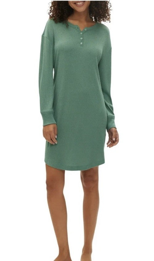 Gap GapBody Women's Henley Dorm Long-Sleeve Sleepshirt - Boggy Green, L