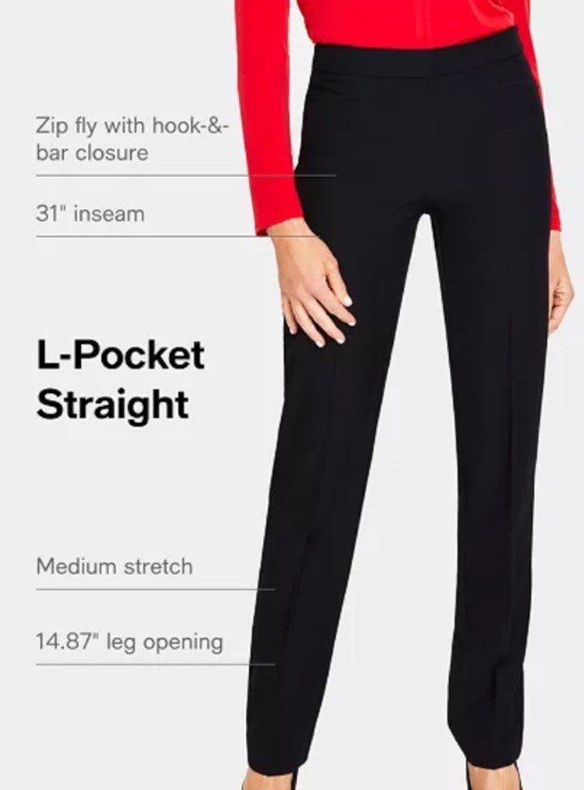 I.N.C. International Concepts L-Pocket Straight-Leg Pants Deep Black 14L
