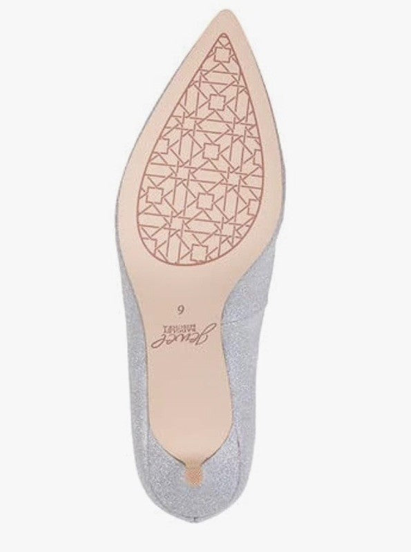 Jewel Badgley Mischka Women's Silver Royalty Kitten Heel Pumps Heels Size 6 Glit