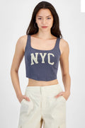 Grayson Threads, the Label Juniors' Cropped Nyc Graphic Top - Gray Size XS