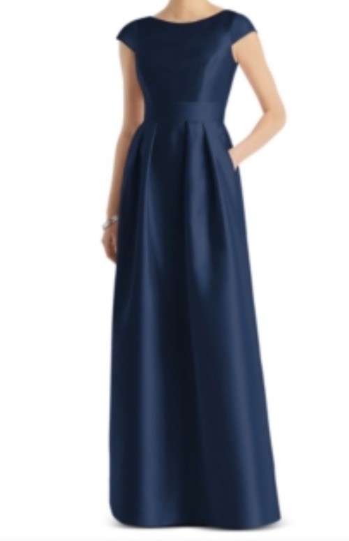 Alfred Sung Cap-Sleeve Maxi Dress 6R Navy