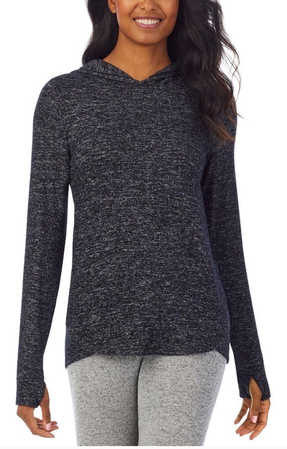 Cuddl Duds SoftKnit Long-Sleeve Tunic Hoodie Heather Charcoal L