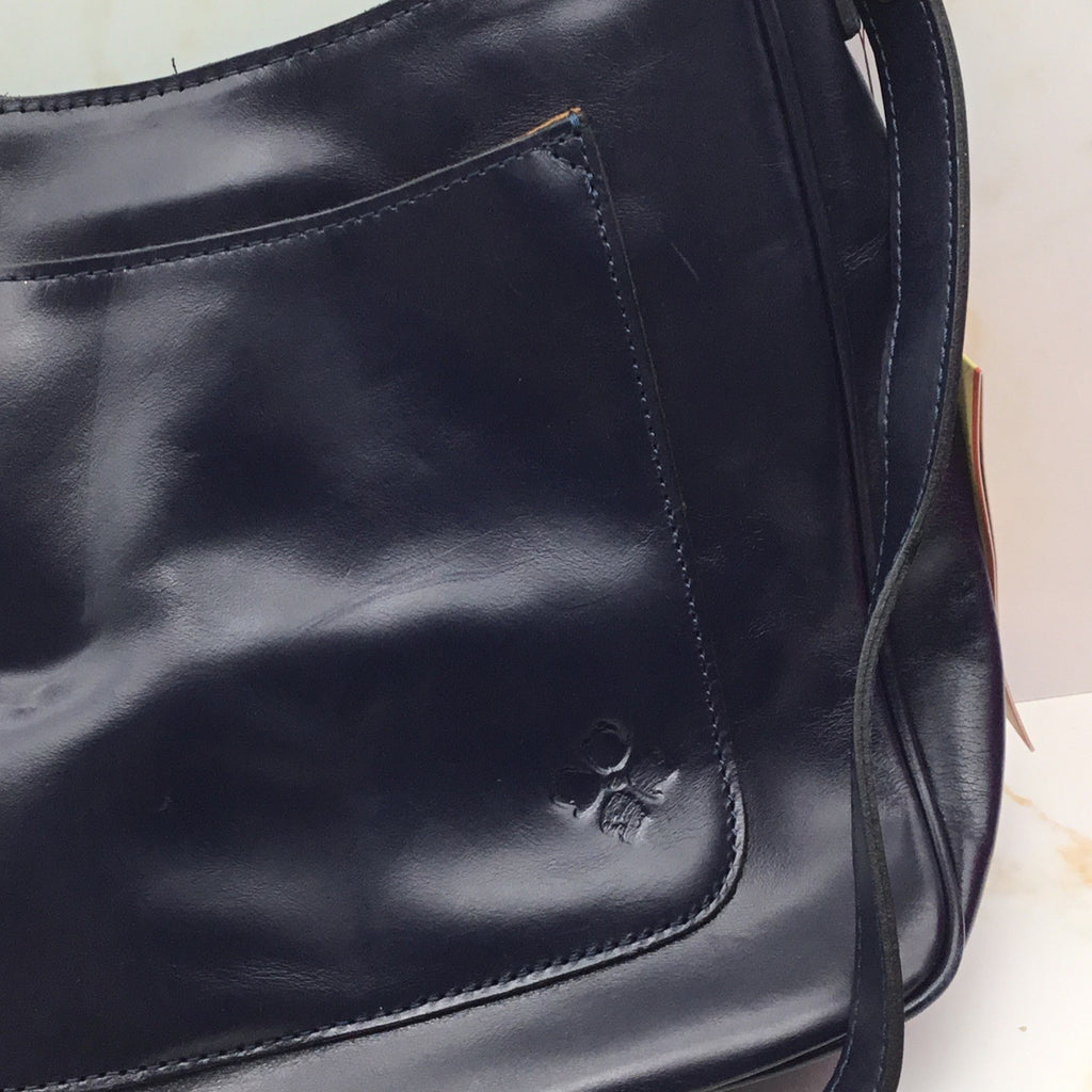 PATRICIA NASH Emeline vintage distressed leather crossbody + Dust bag Navy Blue