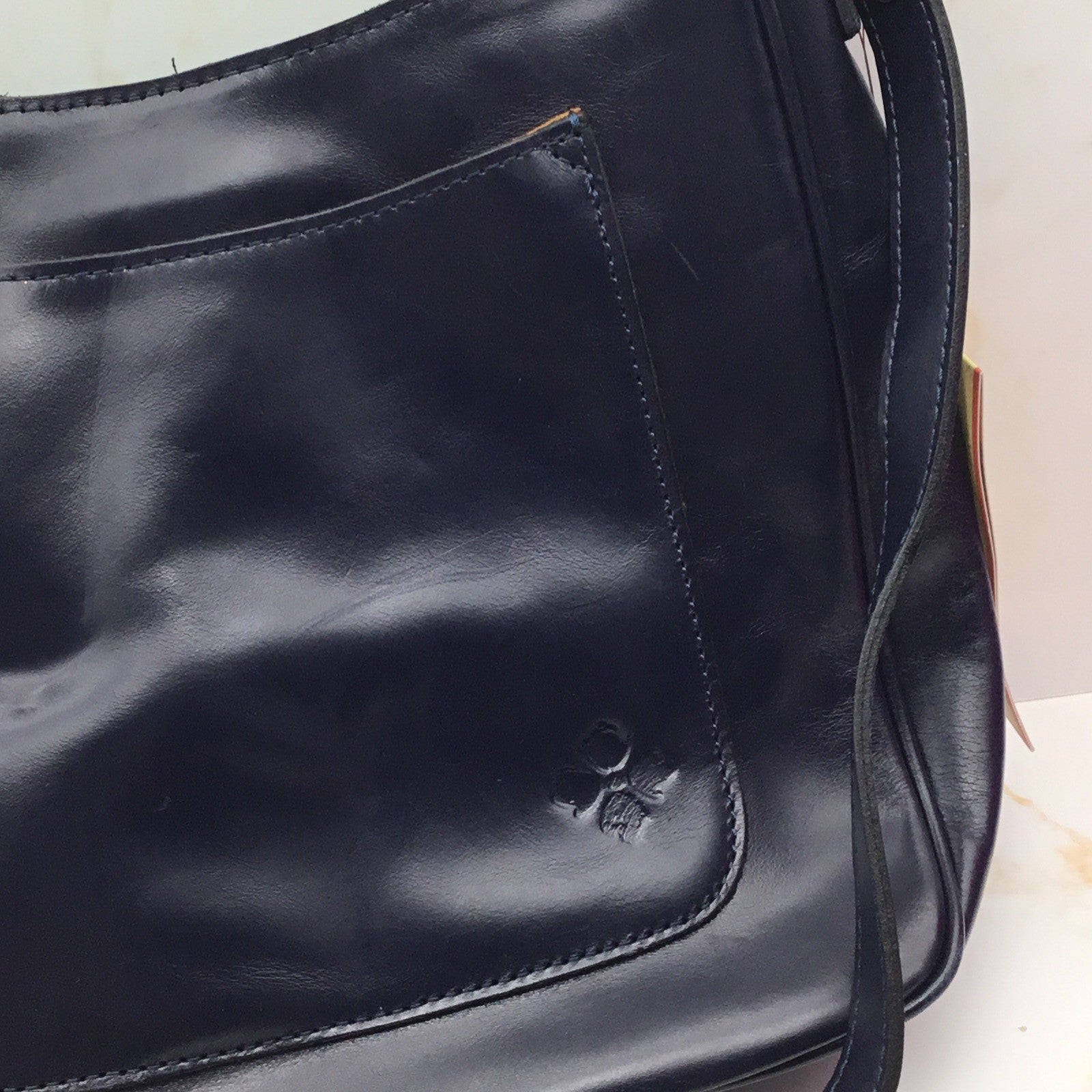 PATRICIA NASH Emeline vintage distressed leather crossbody + Dust bag Navy Blue