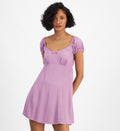 Self Esteem Juniors Textured Smocked Back Empire Waist Dress Purple Small