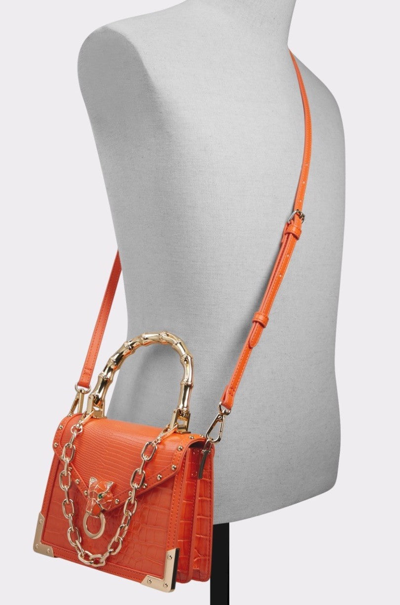 ALDO Bamboobaroox Synthetic Medium Top Handle Bag Orange 