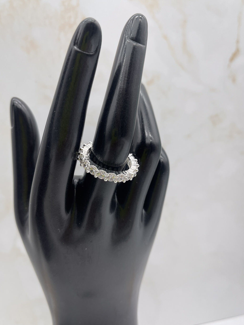 Sparkling Women Charter Club Cubic Zirconia Silver Plated Size 9 Ring