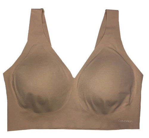 Calvin Klein Women's Invisibles Comfort Plunge Push-Up Bralette QF5785 XL Nude