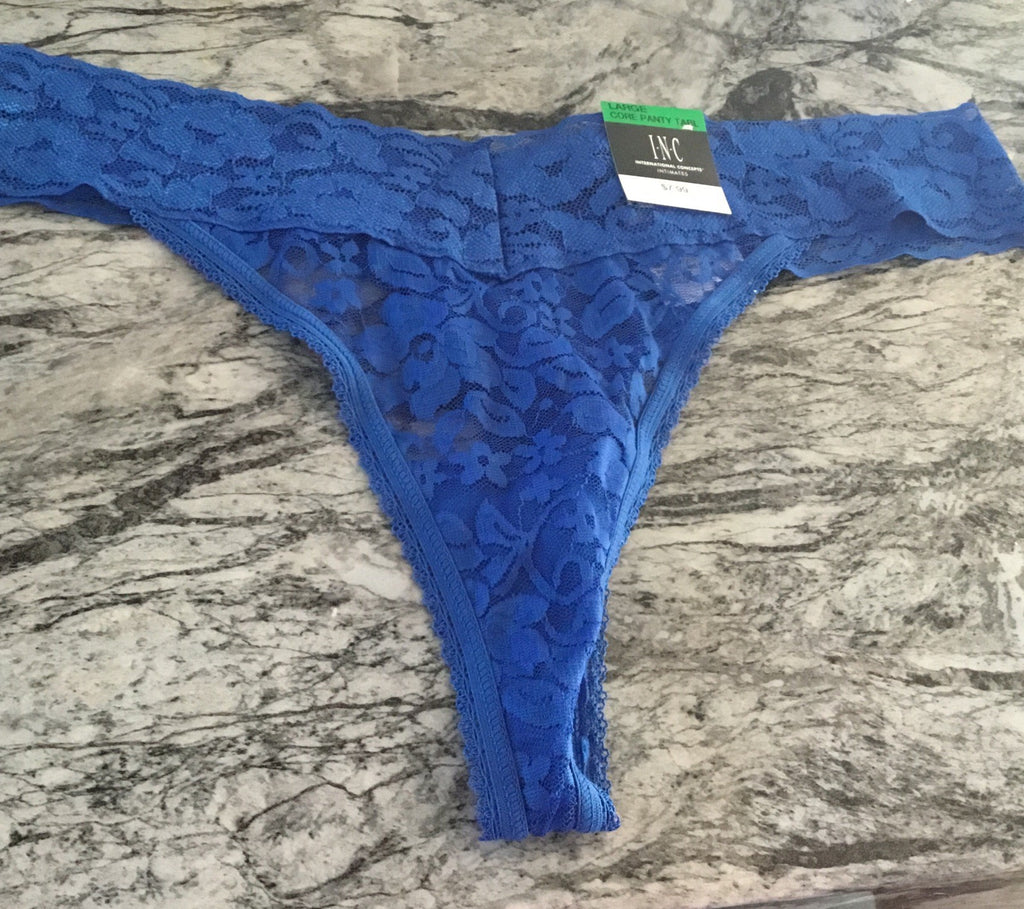 I.N.C. International Concepts Lace Thong Underwear Lingerie Deep Cobalt L