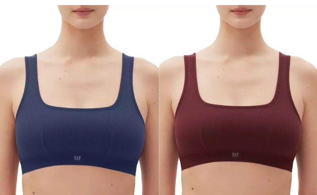 GAP Women's GapBody Ribbed Stretch Cotton  Bra, XS Navy