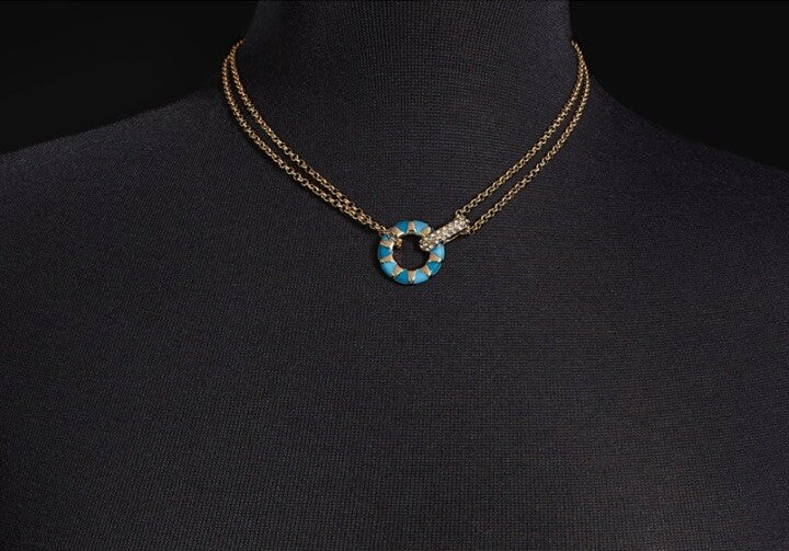 On 34th Gold-Tone Pavé & Color Circle Double Chain Pendant Necklace, 16" + 2"